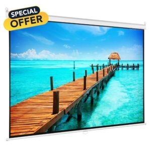 60-84 Inch HD 16:9 Manual Pull Down Projector Screen Self Locking Matte White Fabric Fiber Glass Movie Screen for Home Theater (Size : 60 inch) (84 inch)