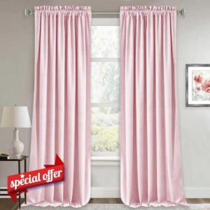 RYB HOME Velvet Curtains 90 inches - Soft Velvet Drapes Sunlight Block Window Treatment Sets