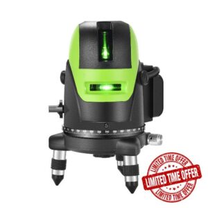 Laser Level 5-line Laser Level 360°Rotating Indoor and Outdoor Visible Ultra-Light Green Light Level Measuring Instrument for Floor Ceiling Woodworking Laser Layout Tool