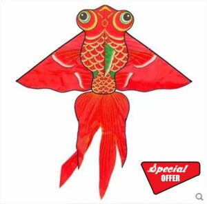 wutyxktts Kites for Children Kite for Kids Kite 1.6M Fish Kite with Handle Line Kite Flying Dragon Kite Factory Ripstop Nylon Fabric Toy for Beginners and Pros 1013(Color:Red;Size:160x160cm)