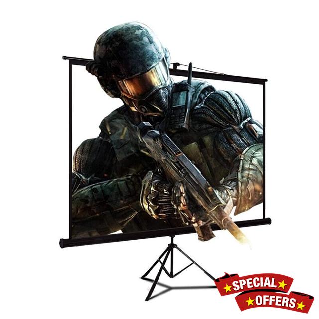 Projector Screen 84inch Projector Screen with Stand 4:3 HD Outdoor Indoor Movies Screen for Home Theater Business Meetings Portable Projector Screen (Color : Black
