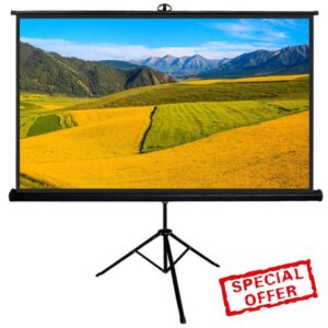 Projector Screen With Stand - Mobile Movies Screen - 1:1 HD Tripod Screen For Home Theater Cinema Indoor Outdoor for Meeting (Color : Black