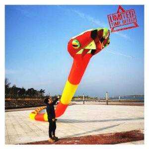 ISITAC Kites 55m large snake kite for adults professional soft kite flying steering kites inflatable kite show huge kite bird (Color : Red Yellow Snake)