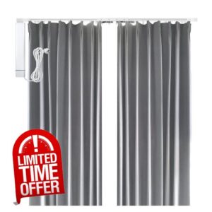 Electric Curtain Opener WiFi Tuya Electric Curtain Motor With Curtains Grey Heavy Curtains Drapes Cloth Home Control Fully Automatic ( Color : Open from middle