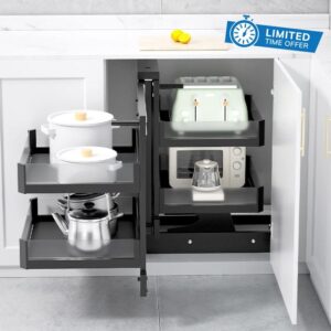 Kitchen Cupboard Blind Corner Cabinet Pull Out with 4 Baskets Shelf Slide Out Cabinet Organizer Full Pull Out Storage Pot Dish Rack Heavy Duty corner cabinet organizer for Home