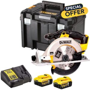 Dewalt DCS391N 18V 165mm Premium Circular Saw with 2 x 5.0Ah Batteries & Charger in Case