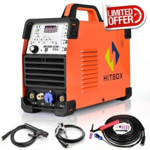 HITBOX 200AMP TIG AC DC Aluminum TIG Welding Machine Digital Inverter TIG Welder with AC DC Pulse/Square/DC TIG Welding Machine