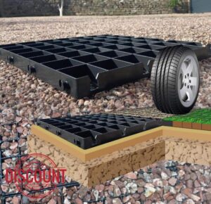 Reinforced Garden Pathway ECO-Friendly Plastic Gravel Girds - Heavy Duty Permeable House Driveway Base Grid - Included Free HD Membrane (14 Square Meters)