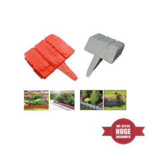 QBZS-YJ 400PCS Two colors Garden Fence Cobblestone Border Plastic Lawn Edging Plant Border Decorations Flower Bed Border DIY Decorative Garden Landscape Length 328f