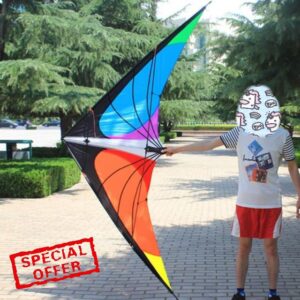 Kite Outdoor Sport for Adults Power Stunt Kite Dual Line 1.8/2.4m Triangle Kite Good Flying Toys with Handle and Line Sports Beach present (Color : 2.4m)