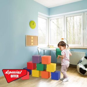 YESJmn 12 PCs Soft Play Blocks Soft Foam Toy Building and Stacking Blocks for Kids
