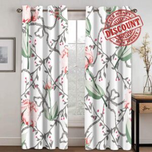THYUNQ Floral Curtains - Blackout Curtains for Bedroom Living Room