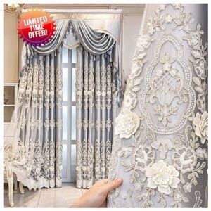 Integrated Blackout Curtain With Curtain Header & 3D Flowers