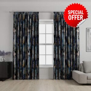 McAlister Textiles Aura Curtains 2 Panels – Navy Blue Stripe Design Made to Order Curtains & Drapes Pencil Pleat Blackout Lining – 228cm (90”) x 137cm (54”)