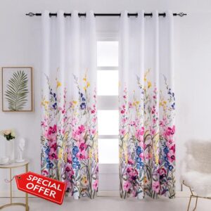 Kotile Floral Curtains 90x90 Drop for Bedroom