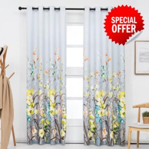 Kotile Yellow Pattern Curtains 90 x 90 Inch Drop
