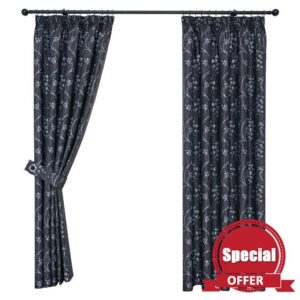 QINUO HOME Double Layers 72 inch Drop Jacquard Pencil Pleat Blackout Curtains - Premium Room Darkening Curtain Draperies for Nursery Thermal Drapes