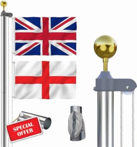 Thanaddo 20 FT Sectional Flag Pole Kit Extra Thick Aluminum Flagpole with 2 Flag
