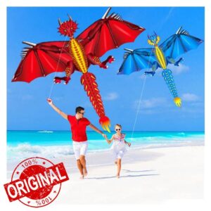 Sudemota kite Kites Hot 160cm / 64inches Dragon Kite Wind Animal Kite Flying Outdoor Fun Toy for Adults Children with Handle & Line Kid Game (Color : Fire)