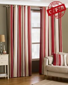 Riva Paoletti Broadway Ringtop Eyelet Curtains (Pair) - Red
