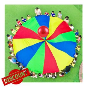 Rainbow Parachute Rainbow Parachute | Kindergarten Fitness Toys Exercise Kids Arm Strength | Outdoor Lawn Games (Size : 10m)