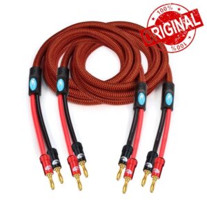 Audiophile Speaker Cable with Banana Plug Compatible With AMP Home Theater Surround Sound System Gold Plated Banana Audio Cable 1M 2M 3M 5M (Color : A pair (red)