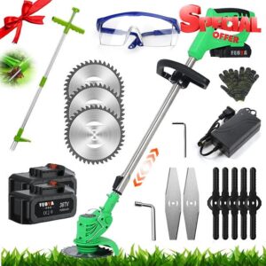 Cordless Electric Lawn Mower Portable Small Stretchable String Trimmer with Weed Grass Cutter Kit House Handheld 36v Brush Cutter Weeder Pruning Tool for Garden Lawn & Outdoor Gardening