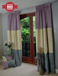 McAlister Textiles Patchwork Velvet Curtains 2 Panels | Purple