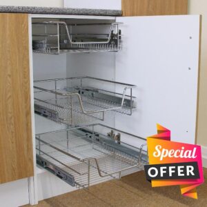KuKoo 6 x Kitchen Pull Out Soft Close Heavy Duty Baskets