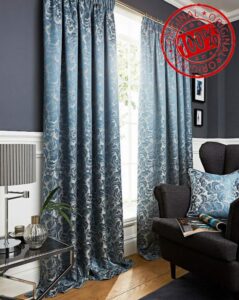 kellyuk Buckingham Duck Egg Jacquard Damask Tape Top Pair Of Curtains - 65'' x 90'' (165cm x 229cm)