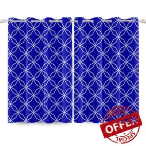 YONGFOTO 117x229cm Geometric Blackout Window Curtains Polygon Outline Drapes for Bedroom Decoration Modern Home Klein Blue Window Curtain for Living Room