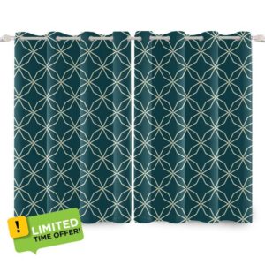 YONGFOTO 117x229cm Geometric Blackout Window Curtains Polygon Outline Drapes for Bedroom Decoration Modern Home Peacock Blue Window Curtain for Living Room