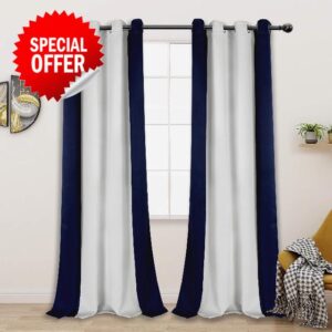 LORDTEX Color Block Blackout Curtains for Bedroom - Insulated Thermal Drapes