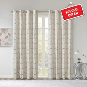 Intelligent Design Raina Total Blackout Metallic Print Grommet Top Single Curtain Panel Thermal Insulated Light Blocking Drape for Bedroom Living Room and Dorm
