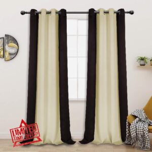 LORDTEX Color Block Blackout Curtains for Bedroom - Insulated Thermal Drapes