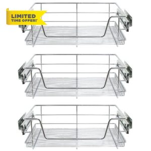KuKoo 3 x Kitchen Pull Out Soft Close Heavy Duty Baskets