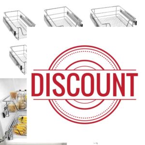 Froadp Under Shelf Storage Basket with Extended Rail Telescopic Shelving Slide Out Wire Drawer Pull-Out Pantry Organizers for Cabinet Cupboard Kitchen Storage Organisation(40cm