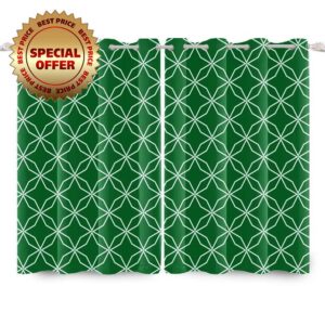 YONGFOTO 117x229cm Geometric Blackout Window Curtains Polygon Outline Drapes for Bedroom Decoration Modern Home Emerald Green Window Curtain for Living Room