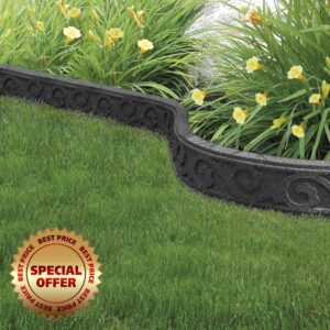 Garden Gear Flexible Garden Border Edging Eco Friendly Curve Scroll Effect Recycled Rubber Tyre Lawn & Patio 12 X 120cm (Earth)