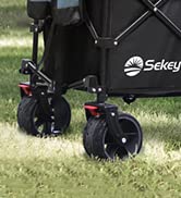 Sekey Folding Wagon with 220LBS Larger Capacity，Heavy Duty Festival Trolley on Big All-terrain Wh...