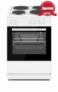 60cm Electric Cooker With 4 Solid Plate Hob In White Freestanding - SIA ESC60WH