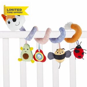DRBIT Spiral Plush Toy for Baby Hanging Pram Toy w/a BB Generator and Rattle Activity Spiral Hanging Toy Shape and Color Recognition Stroller Car Seat Toy ZHAO
