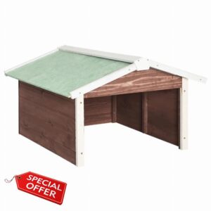idaXL Firwood Robotic Lawn Mower Garage Outdoor Power Equipment Accessories Garden Wooden Mower Shed House Cover Stable Protector Mocca and White