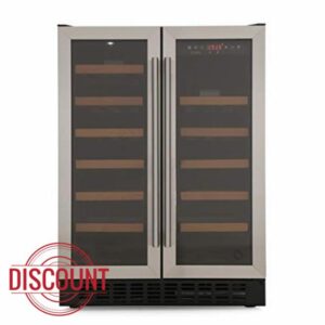 CDA 40 Bottle Freestanding Under Counter Wine Cooler Dual Zone 60cm Wide 82cm Tall - Stainless Steel