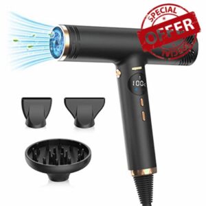 Hair Dryer Ionic Hairdryer with Diffuser - Lightweight Hairdryer with Thermo-Control 50-100c °Convertible to ℉