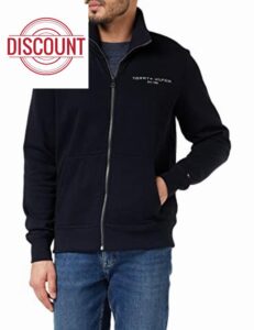 Tommy Hilfiger Men's Tommy Logo Zip Thru Stand Collar Hoodies