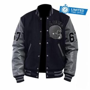 Tarix Fashions Tom Hardy Men's Venom Detroit Lions Beverly Hillscop Wool Leather Baseball Jacke