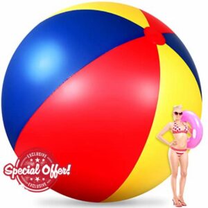 Seematn 31.4 Feet Perimeter Giant Beach Ball Large Inflatable Ball Huge Rainbow Jumbo Beach Ball Easy to Inflate Giant Balls for Teens Adult Pool Toy Party Decoratio
