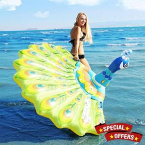 pool inflatable Inflatable Floating Row Summer Beach Seaside Inflatable Floating Bed Peacock Floating Bed Sofa Rest Adult Water Toys 193*163*94cm With Air Pump jiangyu1994