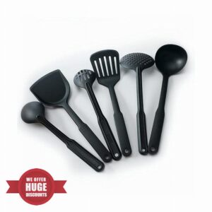 6pcs/set Black Kitchen Utensils Set Non-stick Kitchenware Cooking Tools Spoon Soup Ladle Spatula Shovel Tools Gadget Accessories